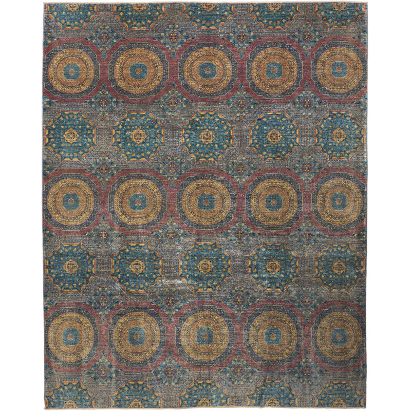 Tappeto Mamlouk Pakistan Astratto Blu Oro 246x303 Cm
