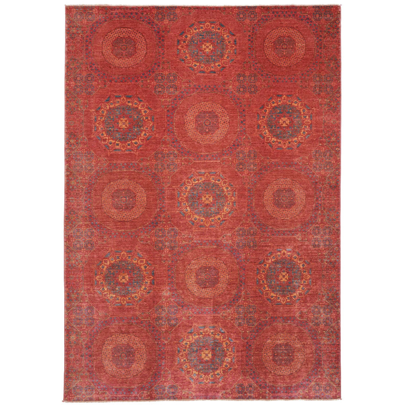 Tappeto Mamlouk Pakistan Astratto Rosso Blu 204x293 Cm