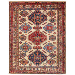Tappeto Kazak Fine Pakistan Astratto Crema Blu 155x202 Cm