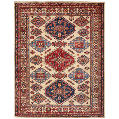 Tappeto Kazak Fine Pakistan Astratto Crema Blu 155x202 Cm