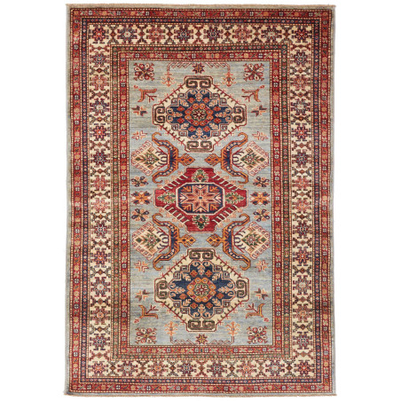 Tappeto Kazak Fine Pakistan Astratto Azzurro Rosso 125x181 C