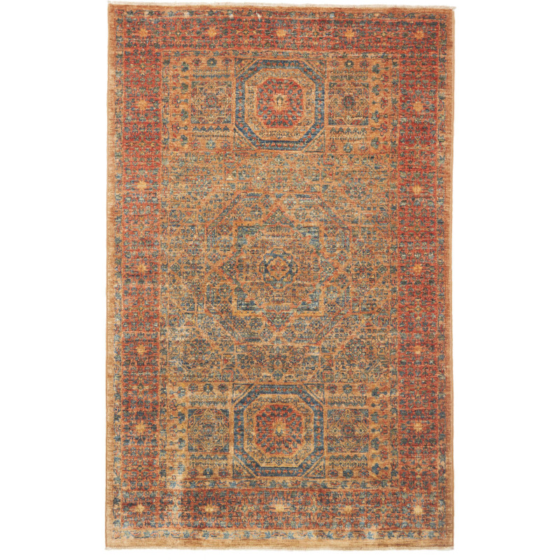 Tappeto Mamlouk Pakistan Geometrico Ruggine Oro 100x158 cm