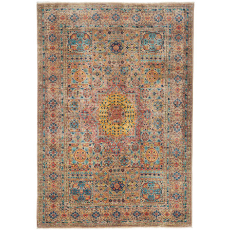 Tappeto Mamlouk Pakistan Medaglione Sabbia Turchese 126x182