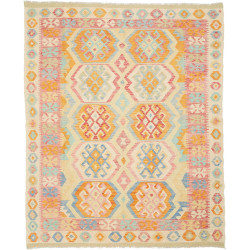 Tappeto Kilim Afghanistan Geometrico Avorio Celeste 155x193