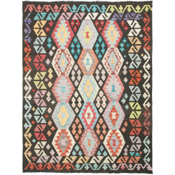 Tappeto Kilim Afghanistan Geometrico Antracite Multicolore V