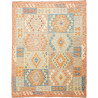 Tappeto Kilim Afghanistan Geometrico Arancio Azzurro 153x195