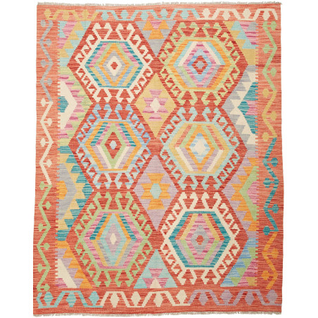 Tappeto Kilim Afghanistan Geometrico Arancio Multicolore 153