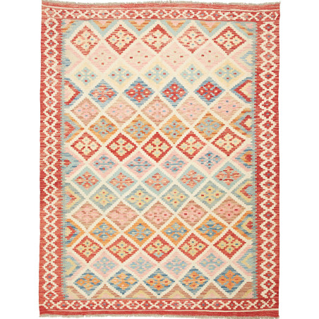 Tappeto Kilim Afghanistan Geometrico Multicolore Rosso 158x2