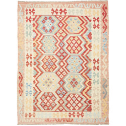 Tappeto Kilim Afghanistan Geometrico Rosso Blu 158x212 Cm