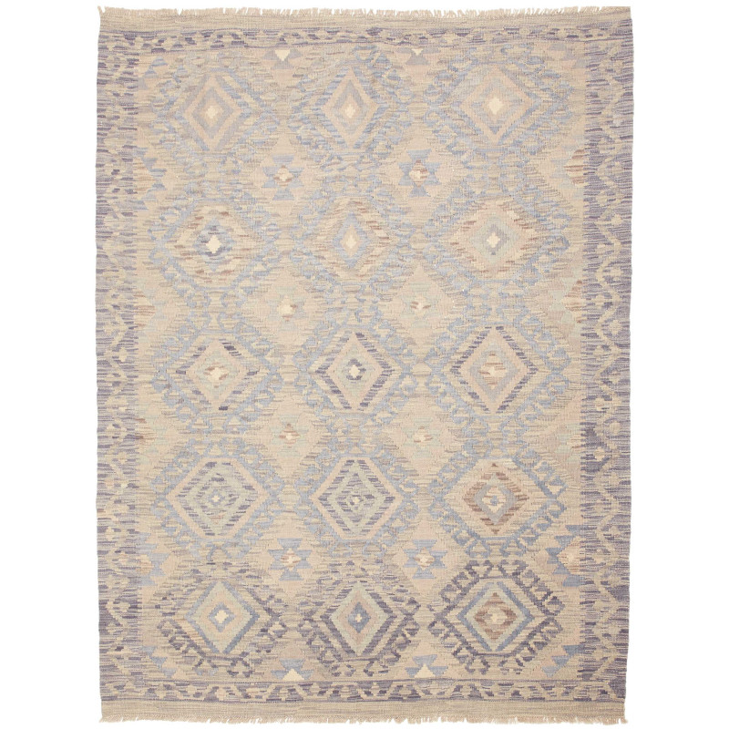 Tappeto Kilim Afghanistan Astratto Beige Blu 152x201 Cm
