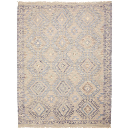 Tappeto Kilim Afghanistan Astratto Beige Blu 152x201 Cm