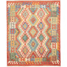Tappeto Kilim Afghanistan Astratto Multicolore Vibrante 157x