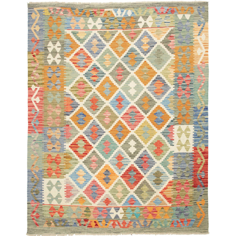Tappeto Kilim Afghanistan Geometrico Multicolore 153x194 cm