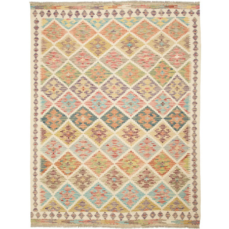 Tappeto Kilim Afghanistan Geometrico Crema Pastello 152x207