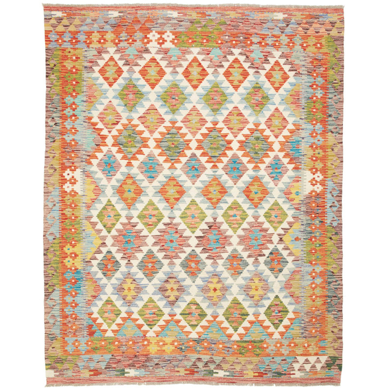 Tappeto Kilim Afghanistan Geometrico Multicolore Vivace 159x
