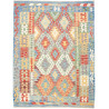 Tappeto Kilim Afghanistan Geometrico Blu Rosso 153x196 Cm