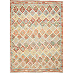 Tappeto Kilim Afghanistan Astratto Crema Terracotta 160x212