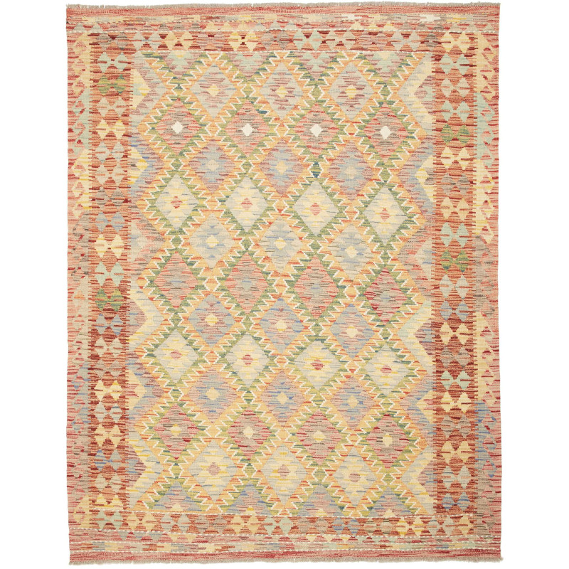 Tappeto Kilim Afghanistan Geometrico Pastello Rosso Terracot