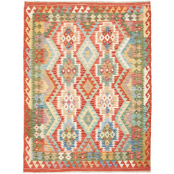 Tappeto Kilim Afghanistan Astratto Terracotta Azzurro 148x19