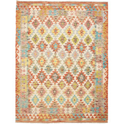 Tappeto Kilim Afghanistan Geometrico Crema Multicolore 154x2