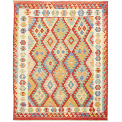 Tappeto Kilim Afghanistan Geometrico Rosso Policromo 158x194