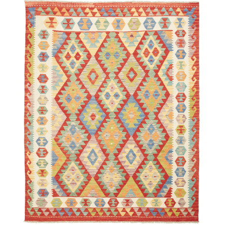 Tappeto Kilim Afghanistan Geometrico Rosso Policromo 158x194