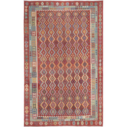 Tappeto Kilim Afghanistan Astratto Rosso Blu 312x499 Cm