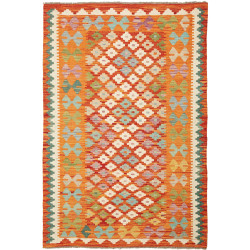 Tappeto Kilim Afghanistan Geometrico Arancione Vivace 104x15