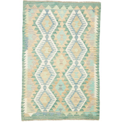 Tappeto Kilim Afghanistan Geometrico Verde Azzurro 96x146 Cm