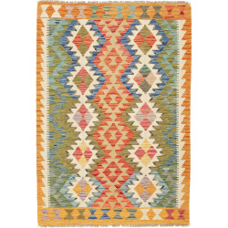 Tappeto Kilim Afghanistan Geometrico Arancione Blu 103x146 C