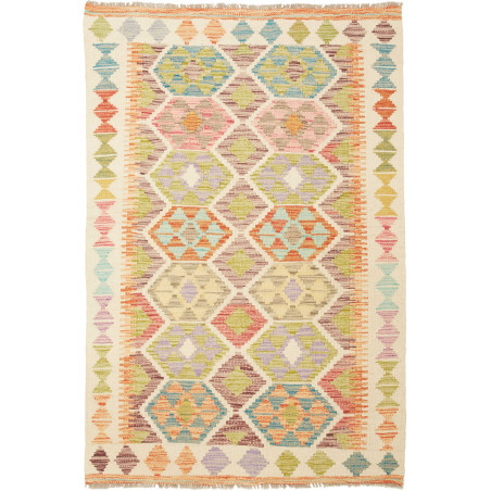 Tappeto Kilim Afghanistan Geometrico Beige Multicolore 99x14