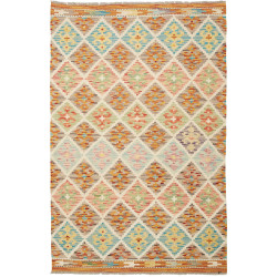 Tappeto Kilim Afghanistan Astratto Multicolore Pastello Crem