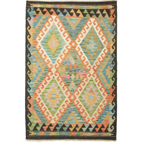 Tappeto Kilim Afghanistan Geometrico Verde Arancio 103x156 C