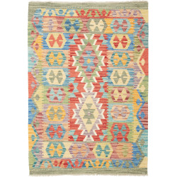 Tappeto Kilim Afghanistan Astratto Multicolore Vibrante 102x