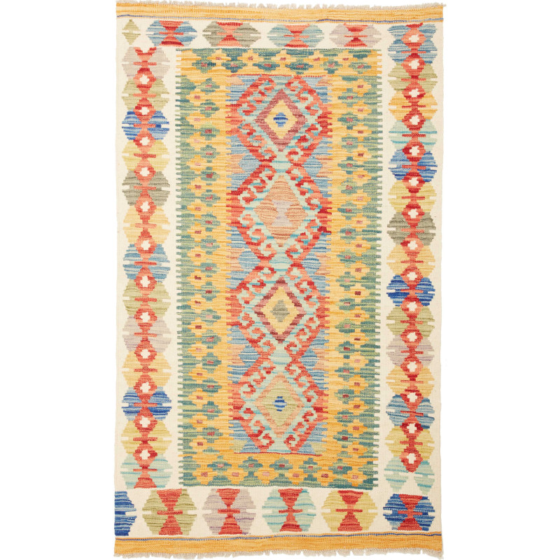 Tappeto Kilim Afghanistan Geometrico Multicolore Vivace 98x1