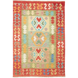 Tappeto Kilim Afghanistan Astratto Rosso Multicolore Vivace