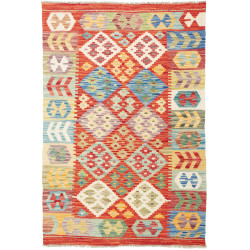 Tappeto Kilim Afghanistan Geometrico Rosso Multicolore 98x14