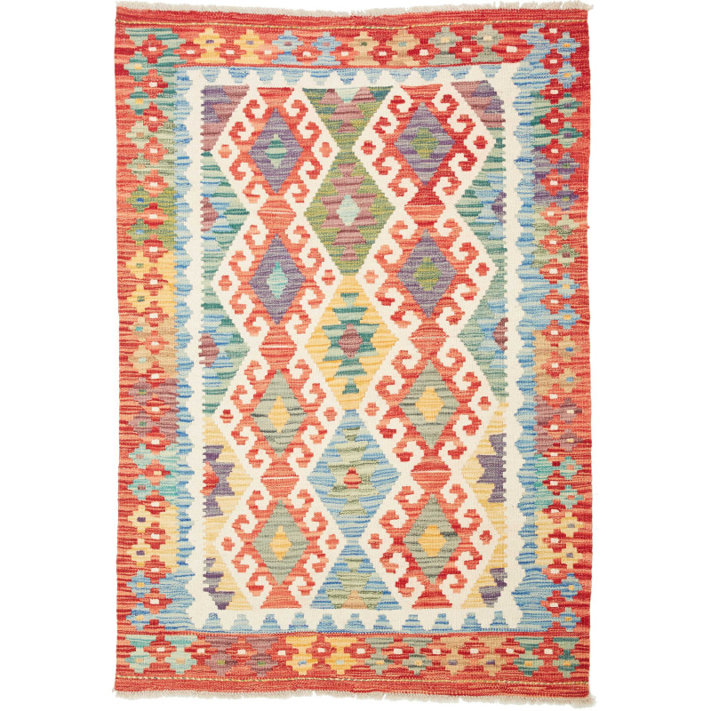 Tappeto Kilim Afghanistan Astratto Multicolore Vivace 106x15
