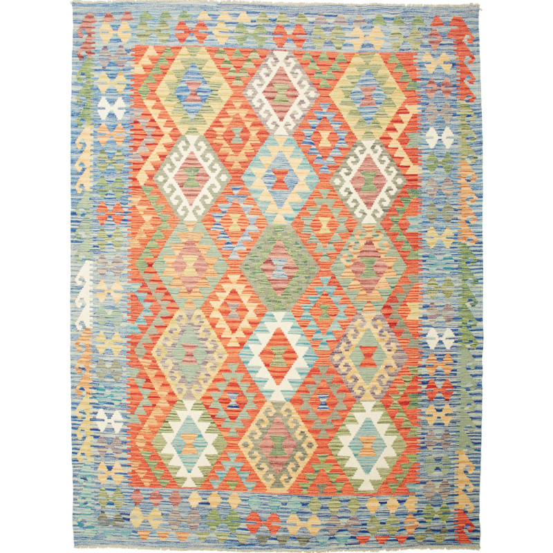 Tappeto Kilim Afghanistan Astratto Azzurro Arancio 179x239 C