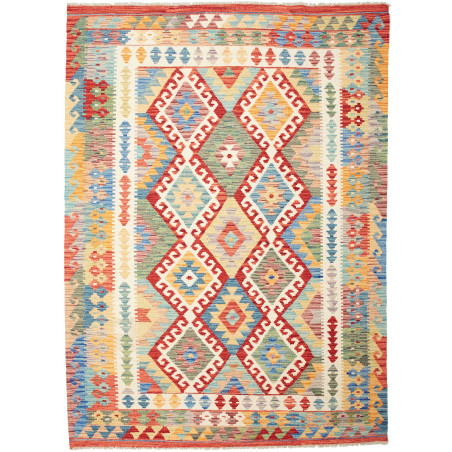 Tappeto Kilim Afghanistan Geometrico Multicolore Vivace 171x