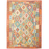 Tappeto Kilim Afghanistan Geometrico Arancio Blu 179x247 Cm
