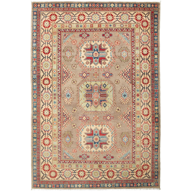 Tappeto Kazak Afghanistan Geometrico Tortora Rosso 167x242 C