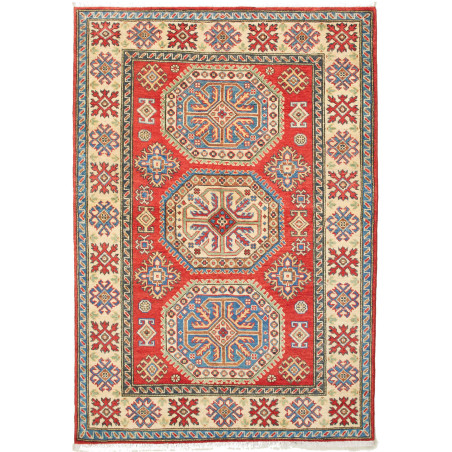 Tappeto Kazak Pakistan Geometrico Rosso Crema 121x174 Cm