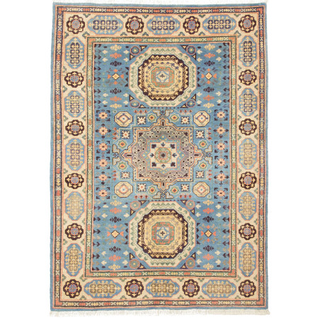 Tappeto Kazak Afghanistan Geometrico Azzurro Beige 123x173 C