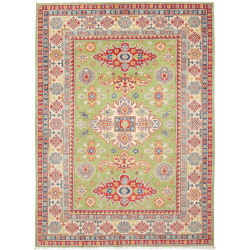 Tappeto Kazak Afghanistan Geometrico Verde Rosso Blu 148x205