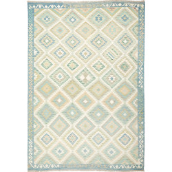 Tappeto Kilim Afghanistan Geometrico Azzurro Beige 200x291 C