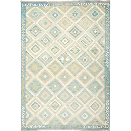 Tappeto Kilim Afghanistan Geometrico Azzurro Beige 200x291 C