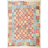 Tappeto Kilim Afghanistan Astratto Rosso Azzurro 240x336 Cm