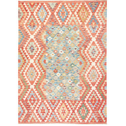 Tappeto Kilim Afghanistan Geometrico Rosso Azzurro 174x241 C