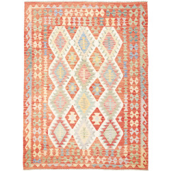 Tappeto Kilim Afghanistan Geometrico Terracotta Beige 177x24